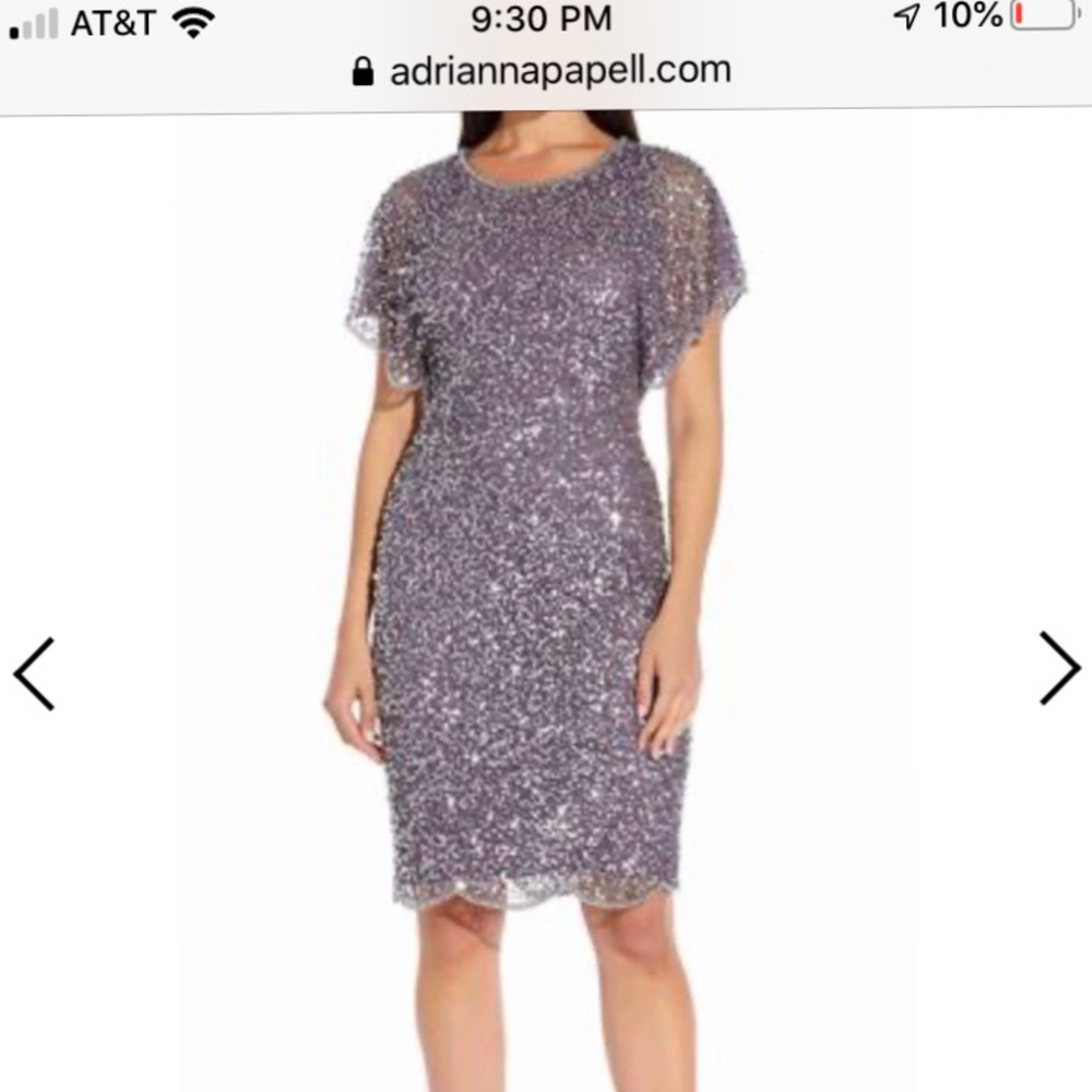 Sequin Beaded Cocktail dress with flutter sleeves